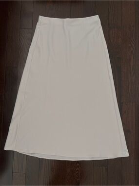 Dynamite Cream Midi A-Line Satin Skirt